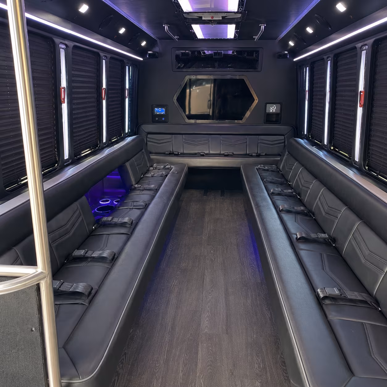 redding 18 passenger party bus interior