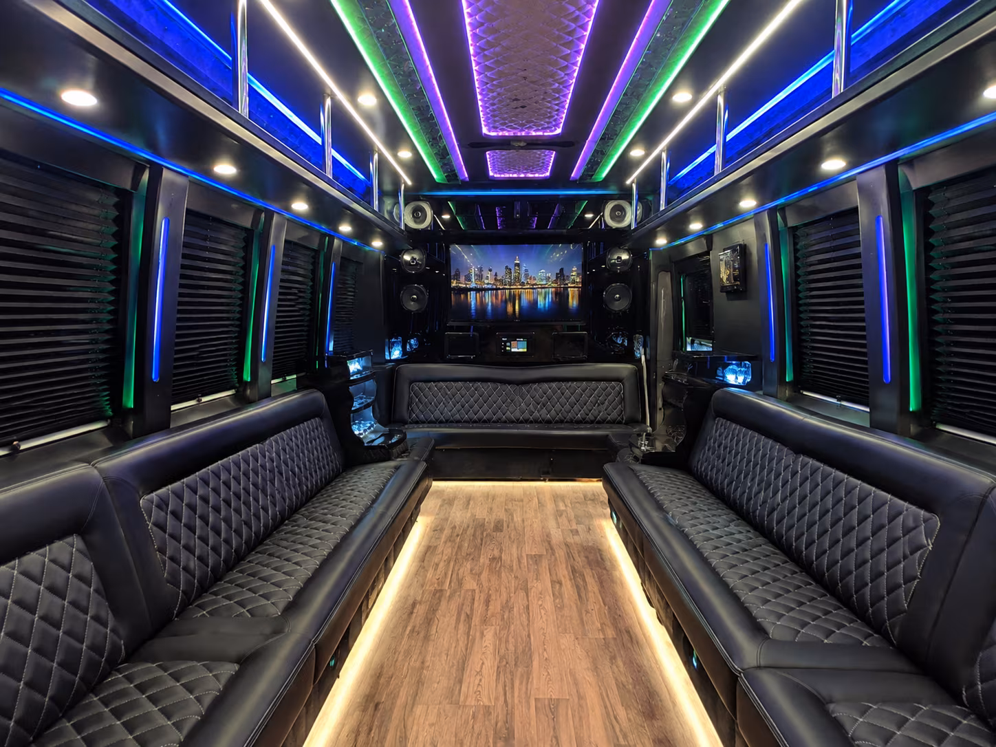 redding 25 passenger party bus interior
