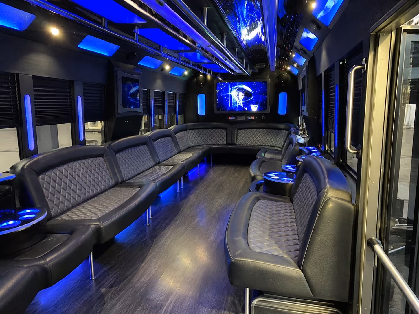 redding 28 passenger party bus interior