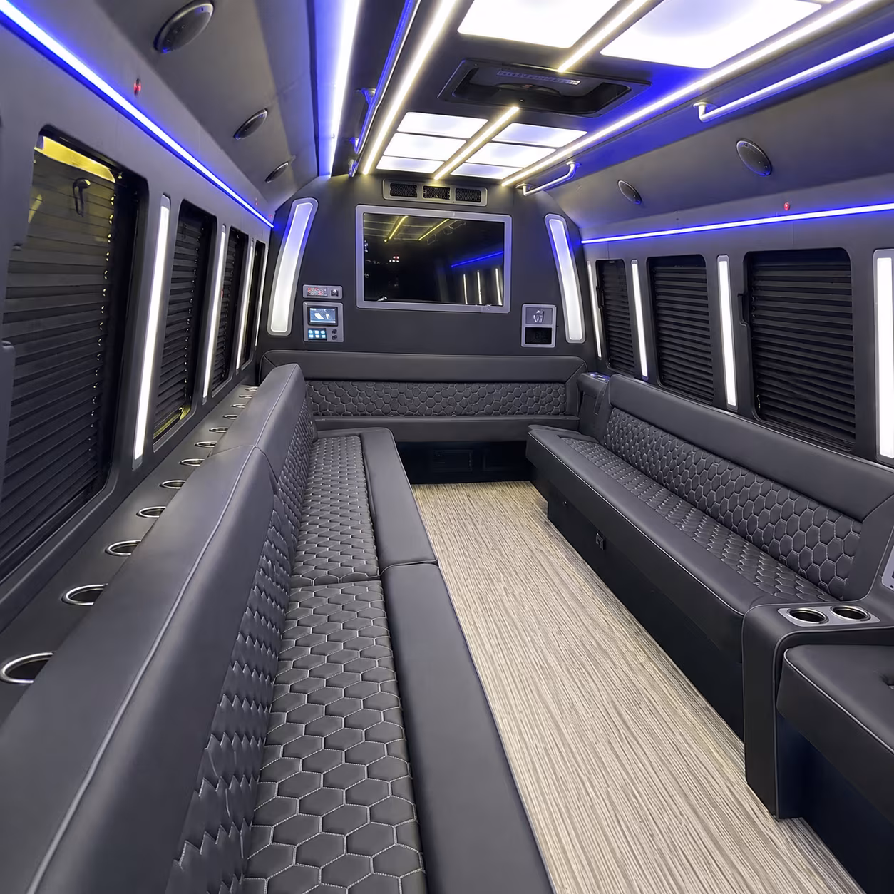 redding 40 passenger party bus inside