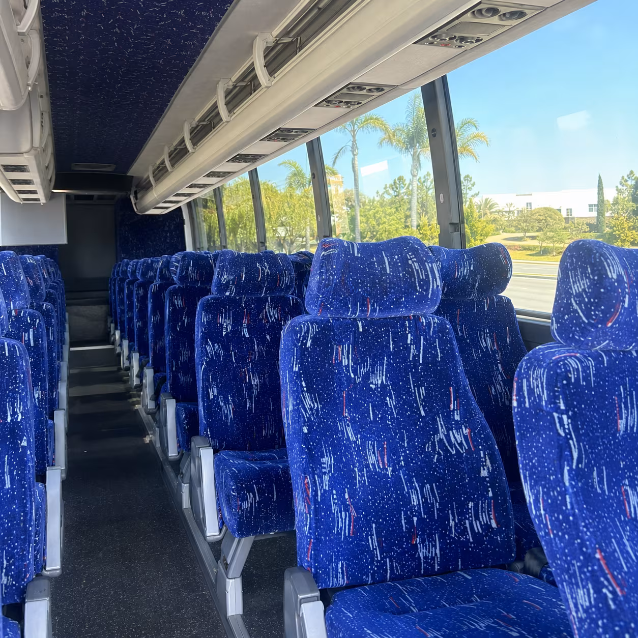 redding charter bus rental interior